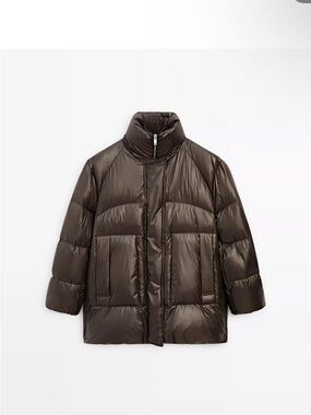 Massimo Dutti Dark Brown Puffer Jacket